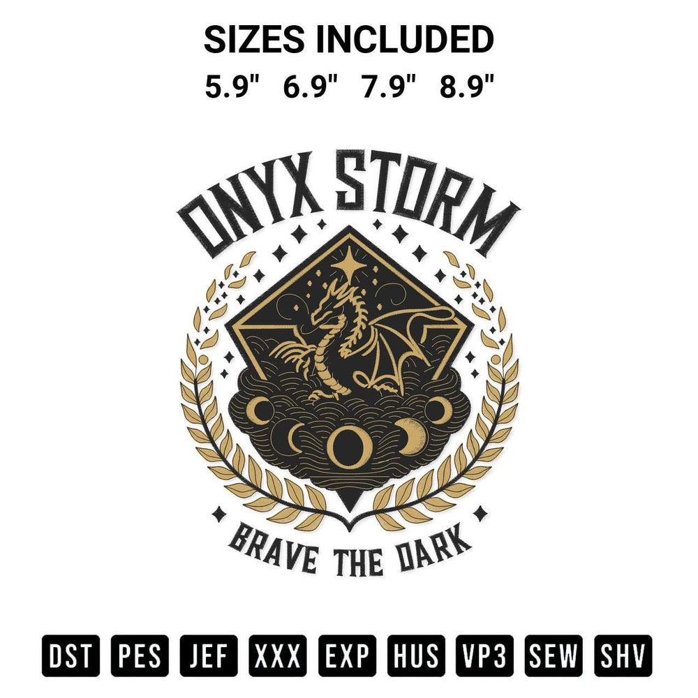 Elevate your next project with our Onyx Storm Brave The Dark Embroidery Design embroidery file. Shop high-quality digital patterns instantly at Designspacks.com. Available sizes: 5.9", 6.9", 7.9", 8.9".