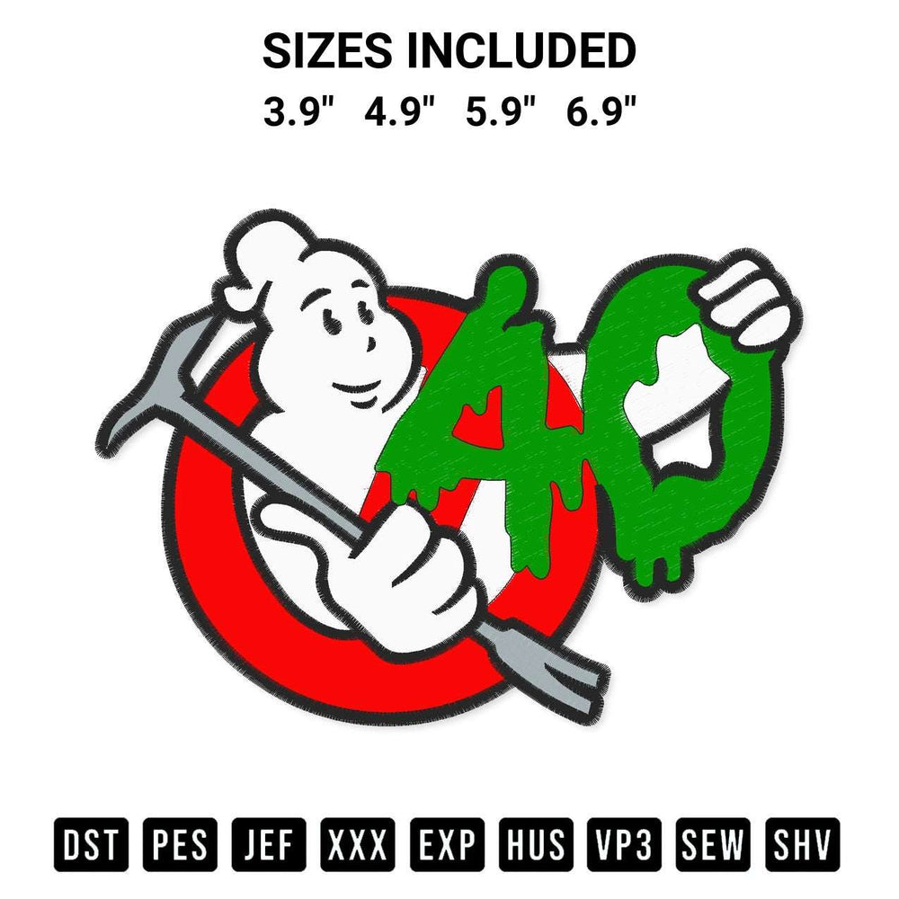 Get the Ghostbusters 40Th Embroidery Design embroidery design for your custom crafts! Premium digitized files available for instant download at Designspacks.com. Available sizes: 3.9", 4.9", 5.9", 6.9".