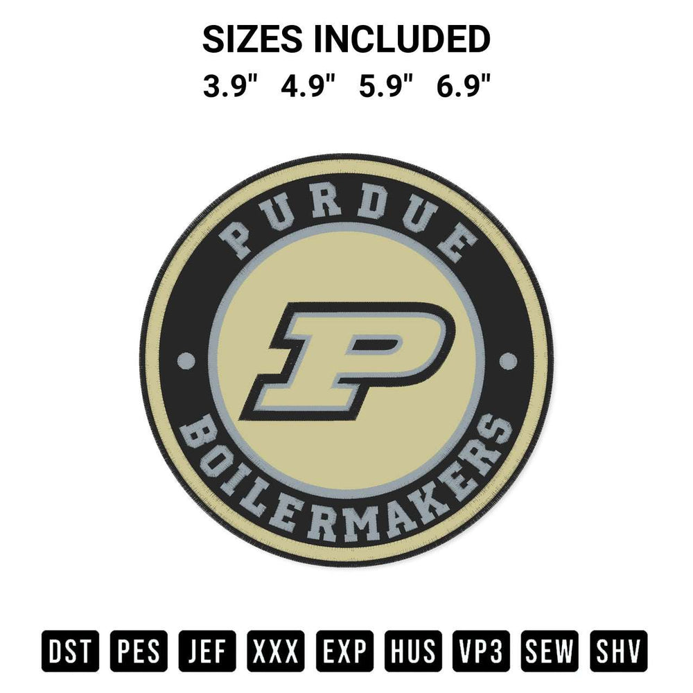 Elevate your next project with our Ncaa Purdue Boilermakers Logo Embroidery Design embroidery file. Shop high-quality digital patterns instantly at Designspacks.com. Available sizes: 3.9", 4.9", 5.9", 6.9".