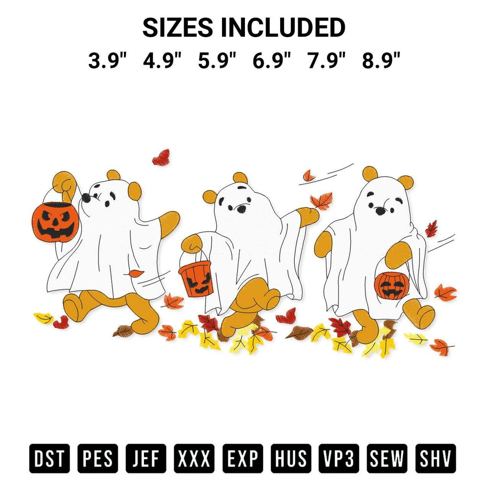 Shop the Halloween Bear Ghost Embroidery Design machine embroidery pattern at Designspacks.com. Beautifully digitized for flawless stitching on any fabric. Available sizes: 3.9", 4.9", 5.9", 6.9", 7.9", 8.9".