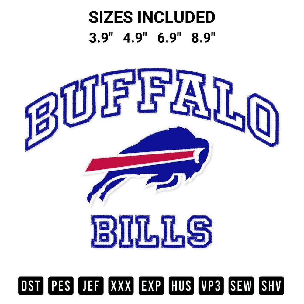 Add a unique touch to your apparel with the Nfl Buffalo Bills Football Embroidery Design embroidery file. Premium instant download available now on Designspacks.com. Available sizes: 3.9", 4.9", 6.9", 8.9".