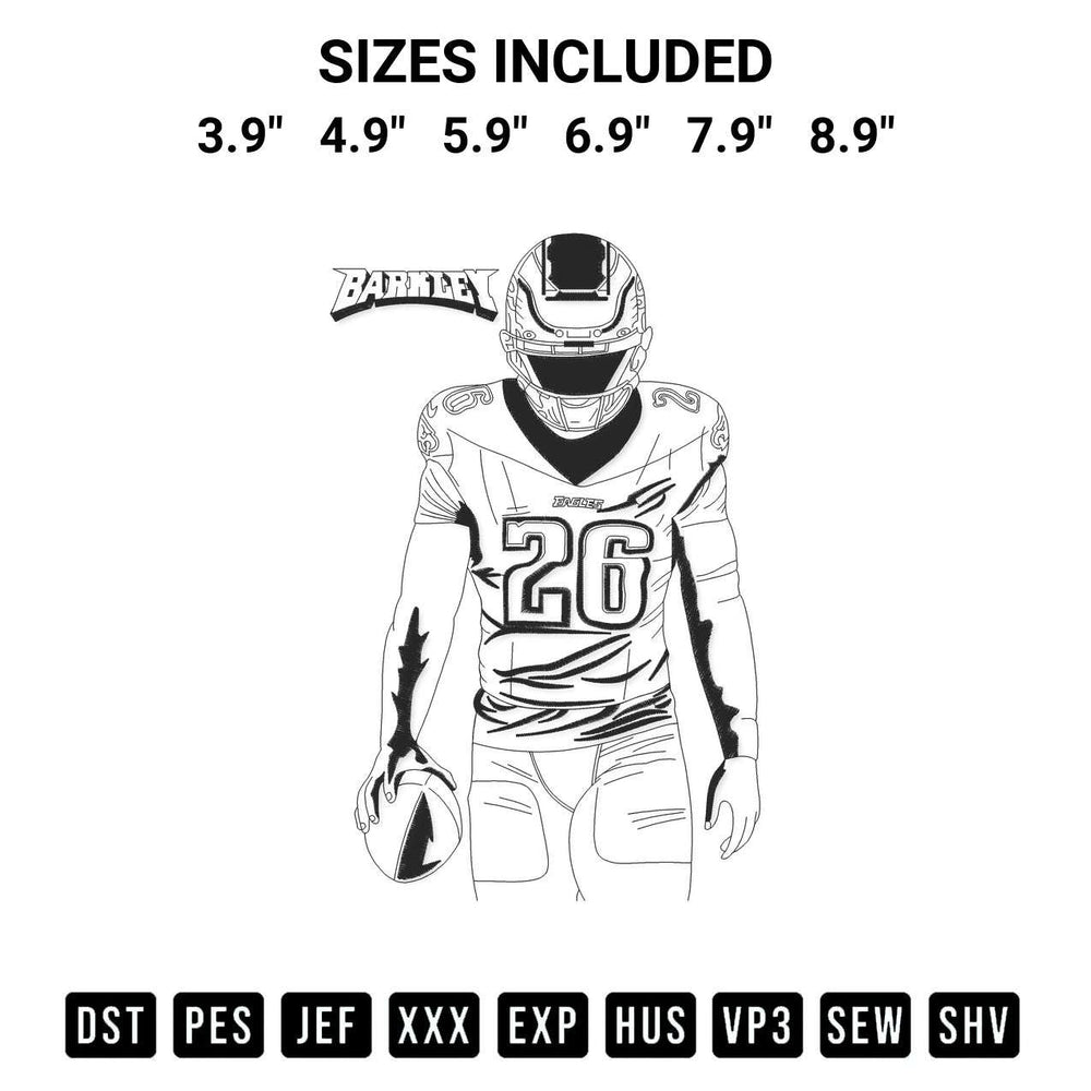 Discover the perfect addition to your crafting collection: Saquon Barkley Embroidery Design embroidery file. Instantly available at Designspacks.com. Available sizes: 3.9", 4.9", 5.9", 6.9", 7.9", 8.9".