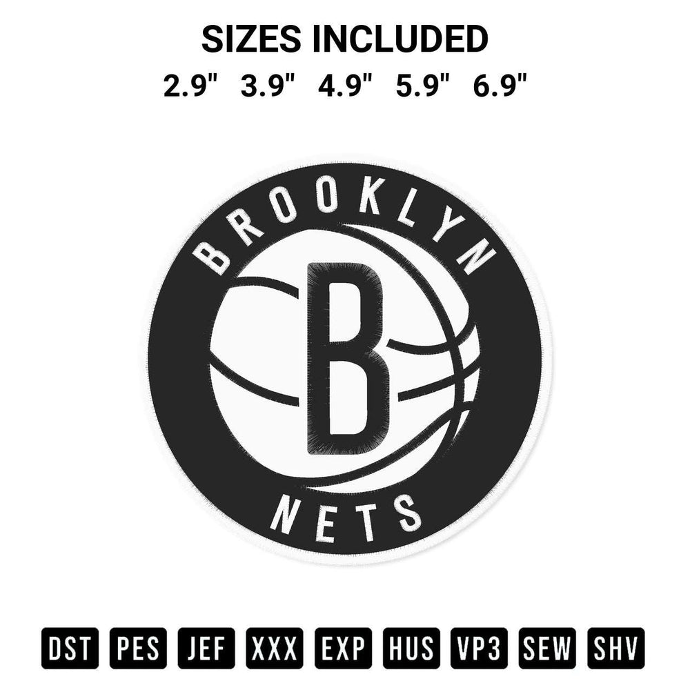 Transform your fabrics with the Brooklyn Nets Logo Embroidery Design embroidery design. Instant access to premium digitized patterns at Designspacks.com. Available sizes: 2.9", 3.9", 4.9", 5.9", 6.9".