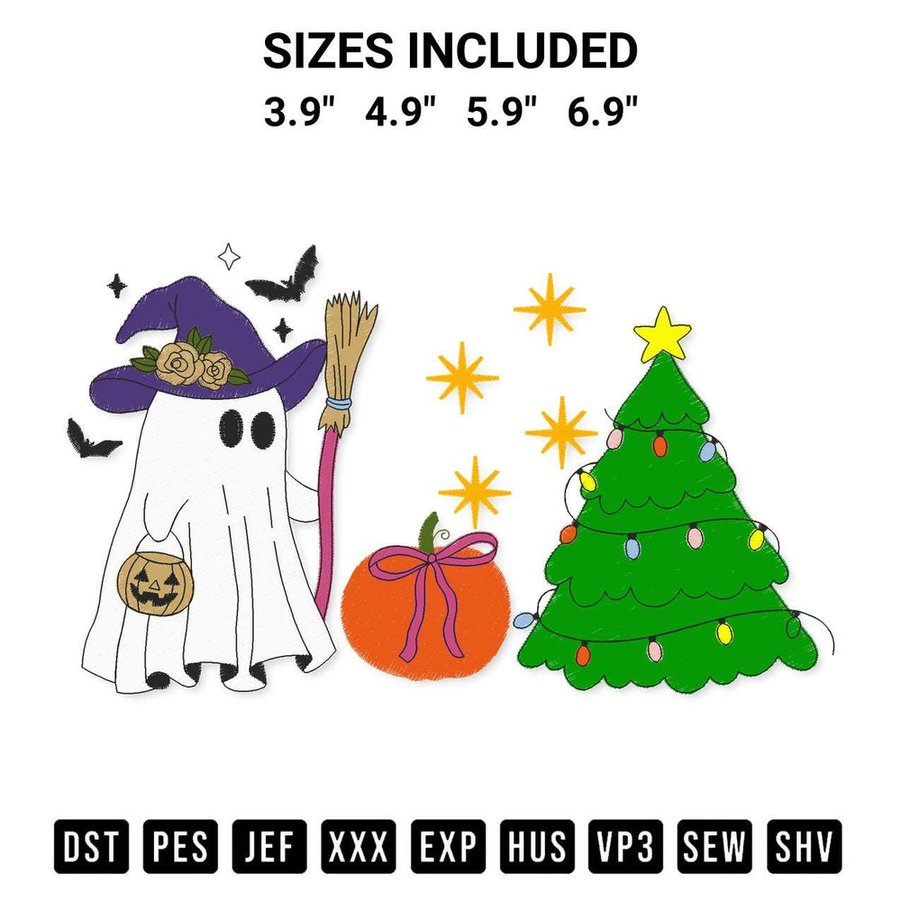 Create amazing crafts with the Ghost Halloween Autumn Christmas Embroidery Design embroidery file. High-quality digital download from Designspacks.com, perfect for beginners and pros. Available sizes: 3.9", 4.9", 5.9", 6.9".