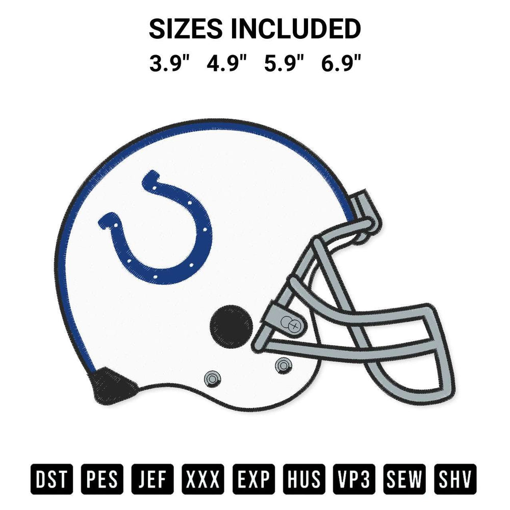 Looking for the perfect pattern? Download the Indianapolis Colts Helmet Embroidery Design embroidery design today at Designspacks.com. Crisp, clean stitching guaranteed. Available sizes: 3.9", 4.9", 5.9", 6.9".