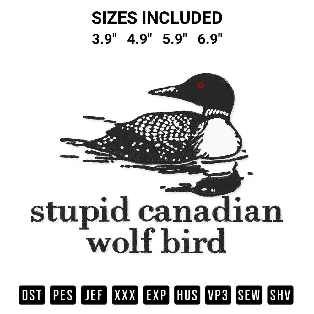 Discover the perfect addition to your crafting collection: Stupid Canadian Wolf Bird Heated Rivalry Team Hollanov Embroidery Design embroidery file. Instantly available at Designspacks.com. Available sizes: 3.9", 4.9", 5.9", 6.9".