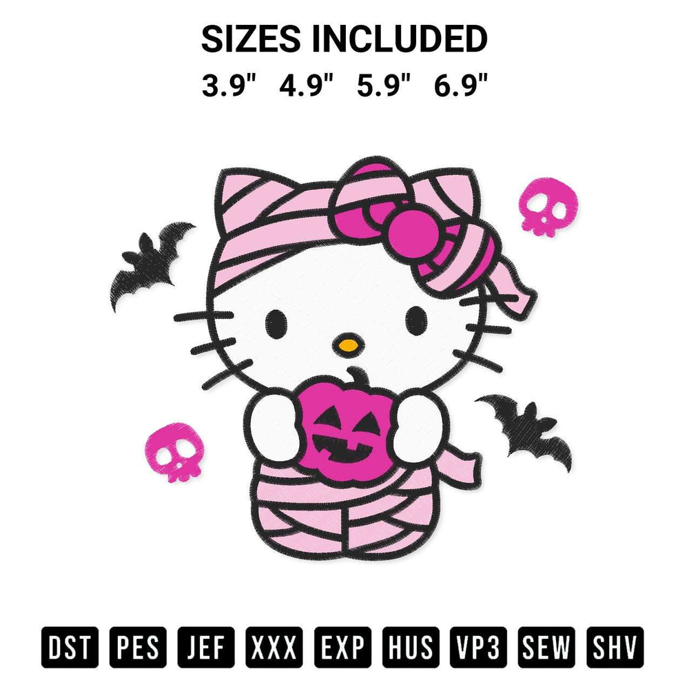 Transform your fabrics with the Hello Kitty Pink Mummy Embroidery Design embroidery design. Instant access to premium digitized patterns at Designspacks.com. Available sizes: 3.9", 4.9", 5.9", 6.9".