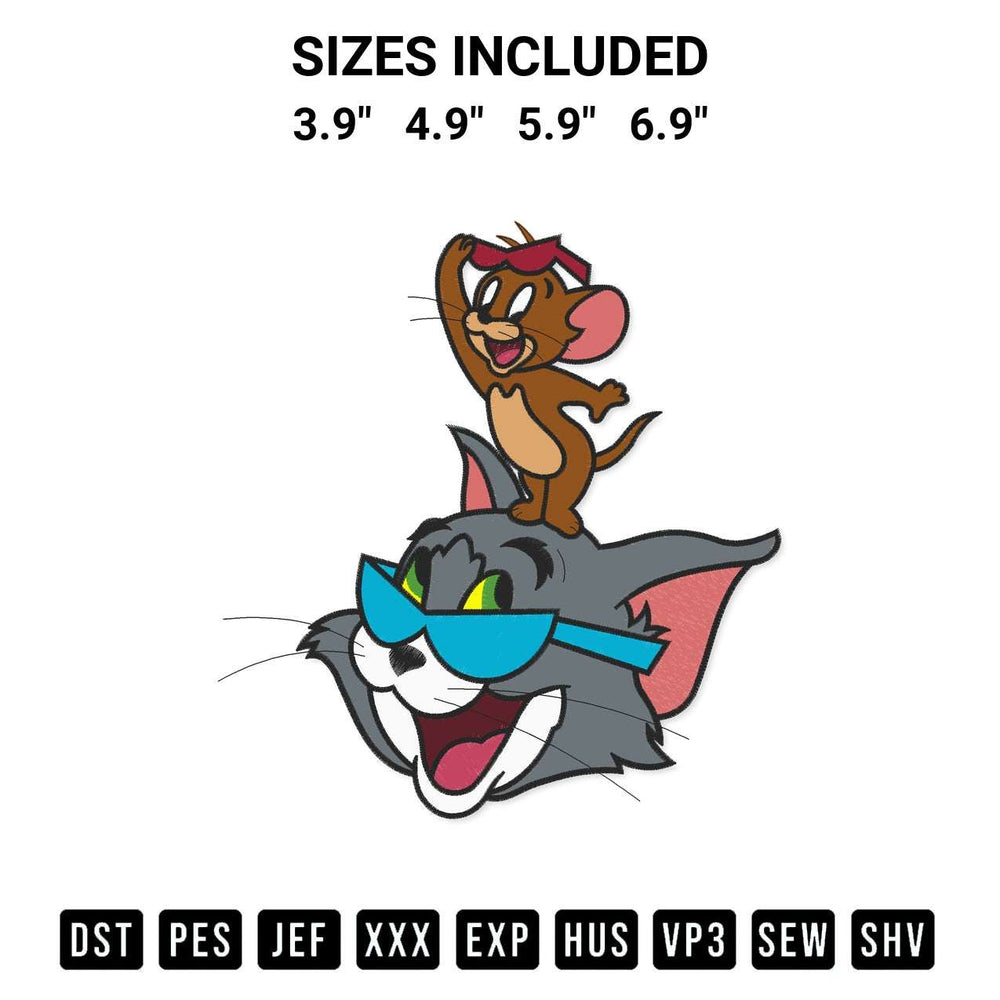 Get the Tom And Jerry Wearing Glasses Funny Embroidery Design embroidery design for your custom crafts! Premium digitized files available for instant download at Designspacks.com. Available sizes: 3.9", 4.9", 5.9", 6.9".