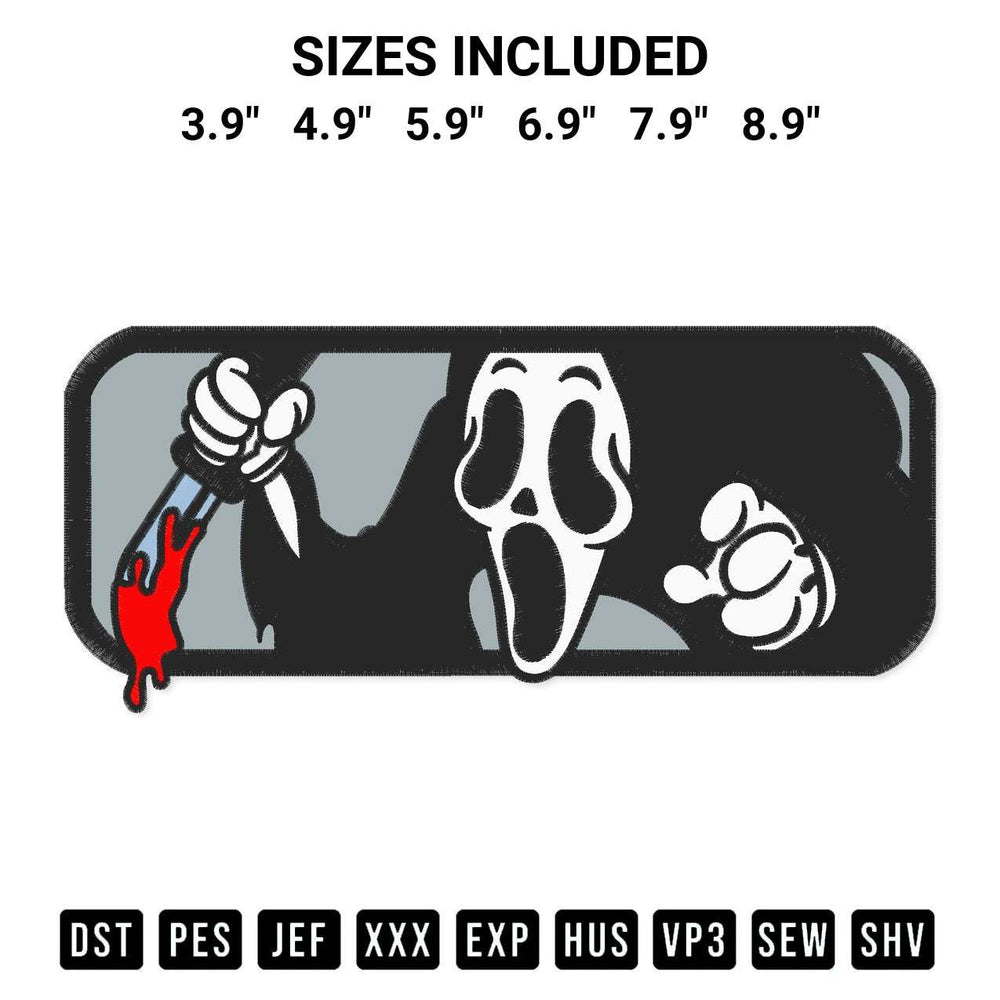 Shop the Scream Halloween Horror Embroidery Design machine embroidery pattern at Designspacks.com. Beautifully digitized for flawless stitching on any fabric. Available sizes: 3.9", 4.9", 5.9", 6.9", 7.9", 8.9".