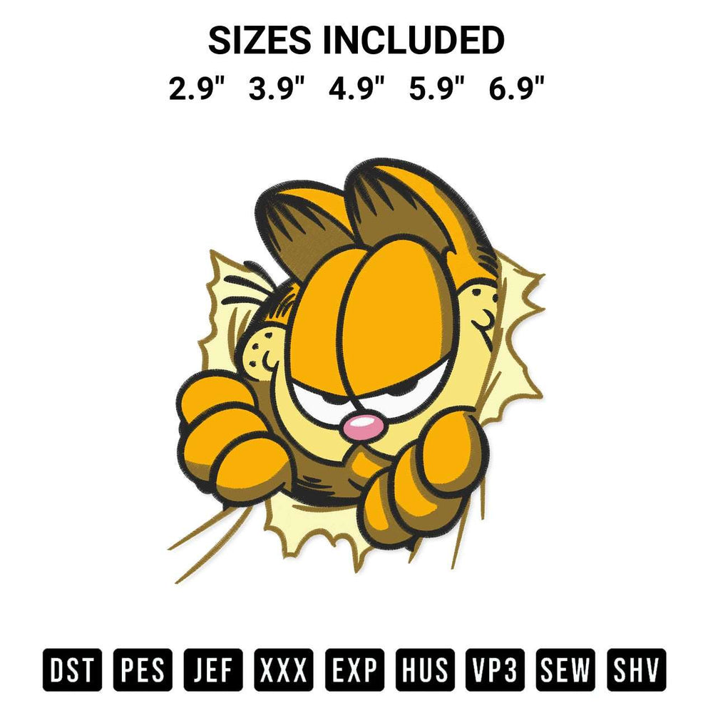 Create amazing crafts with the Garfield Face Embroidery Design embroidery file. High-quality digital download from Designspacks.com, perfect for beginners and pros. Available sizes: 2.9", 3.9", 4.9", 5.9", 6.9".