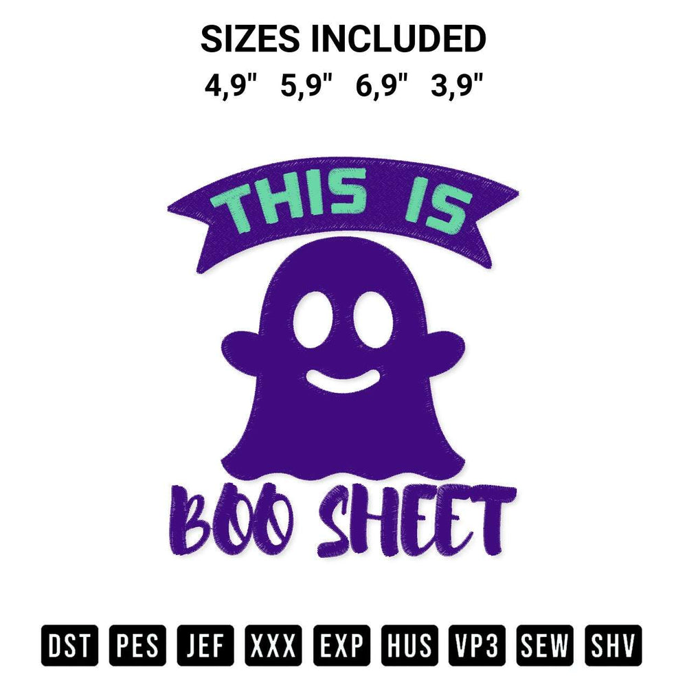Get the This Is Boo Sheet Purple Funny Halloween Ghost Boys Girls Logo Embroidery Design embroidery design for your custom crafts! Premium digitized files available for instant download at Designspacks.com. Available sizes: 4,9", 5,9", 6,9", 3,9".