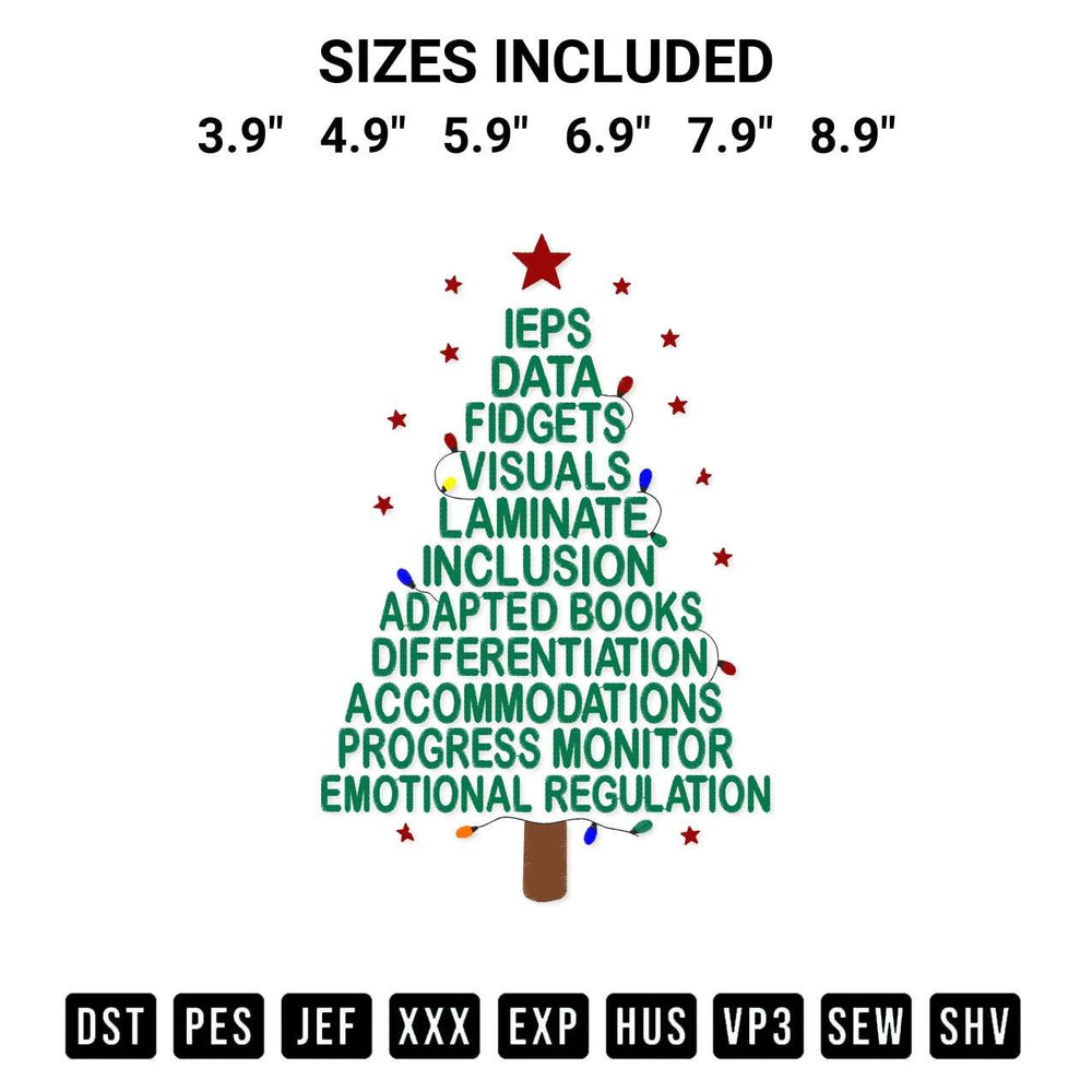 Stitch like a pro with the Special Ed Teacher Christmas Embroidery Design embroidery pattern from Designspacks.com. High-quality digital machine embroidery file. Available sizes: 3.9", 4.9", 5.9", 6.9", 7.9", 8.9".