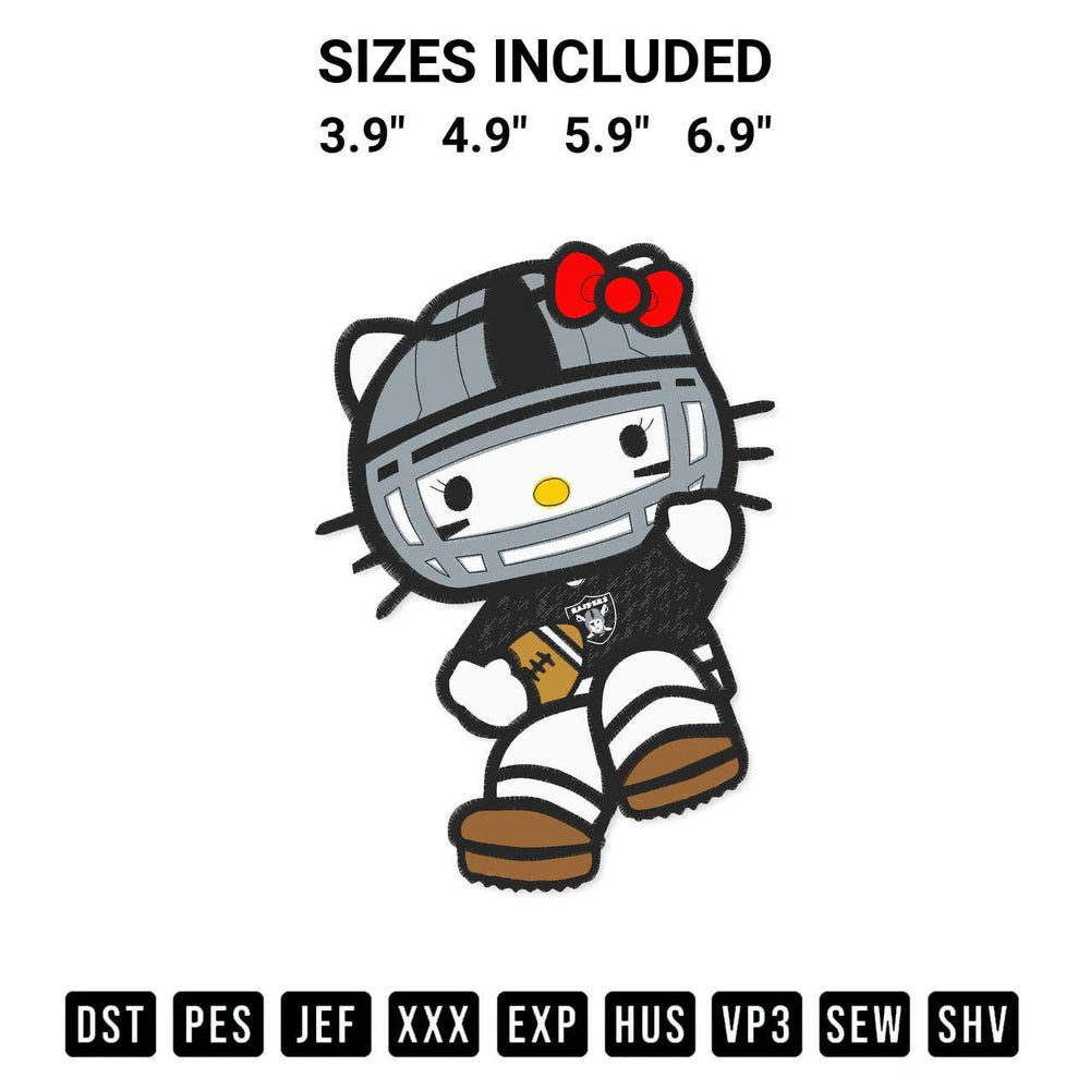 Add a unique touch to your apparel with the Hello Kitty Raiders Las Vegas Embroidery Design embroidery file. Premium instant download available now on Designspacks.com. Available sizes: 3.9", 4.9", 5.9", 6.9".