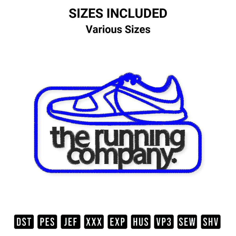 Add a unique touch to your apparel with the The Running Company Embroidery Design embroidery file. Premium instant download available now on Designspacks.com. Available sizes: Various Sizes.