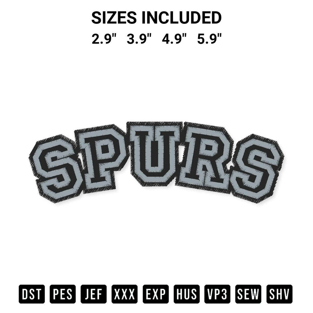 Looking for the perfect pattern? Download the Spurs Embroidery Design embroidery design today at Designspacks.com. Crisp, clean stitching guaranteed. Available sizes: 2.9", 3.9", 4.9", 5.9".