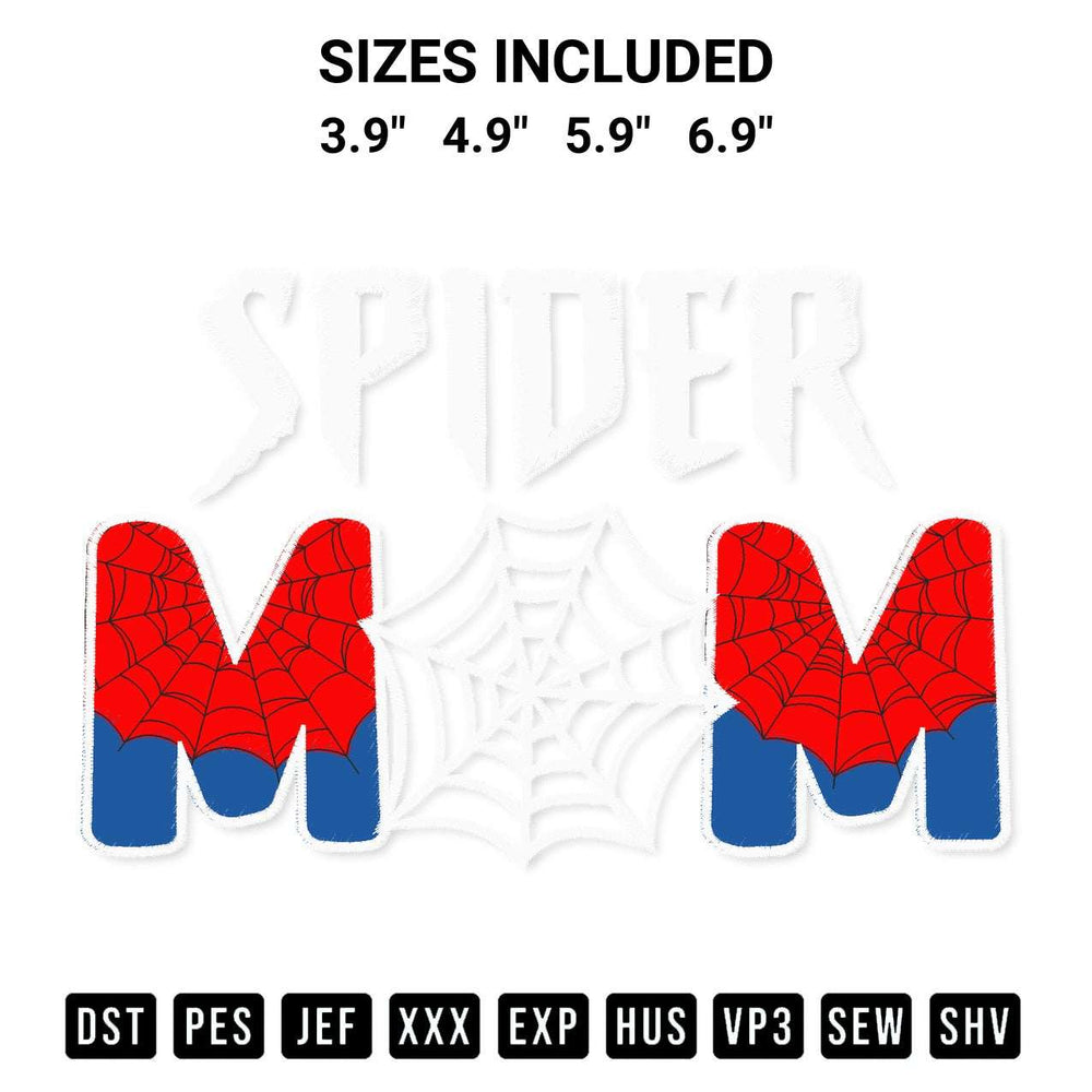 Discover the perfect addition to your crafting collection: Spider Mom Embroidery Design embroidery file. Instantly available at Designspacks.com. Available sizes: 3.9", 4.9", 5.9", 6.9".
