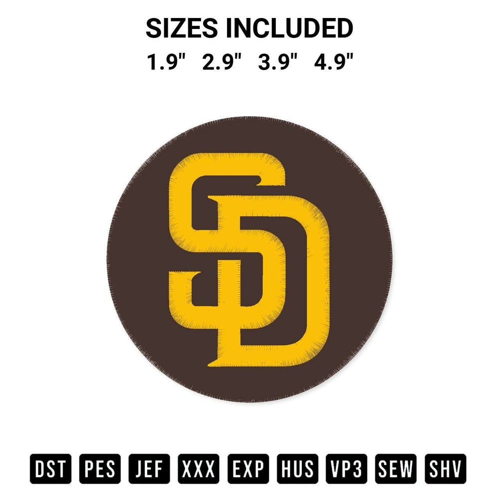 Get the San Diego Padres Mlb Baseball Embroidery Design embroidery design for your custom crafts! Premium digitized files available for instant download at Designspacks.com. Available sizes: 1.9", 2.9", 3.9", 4.9".