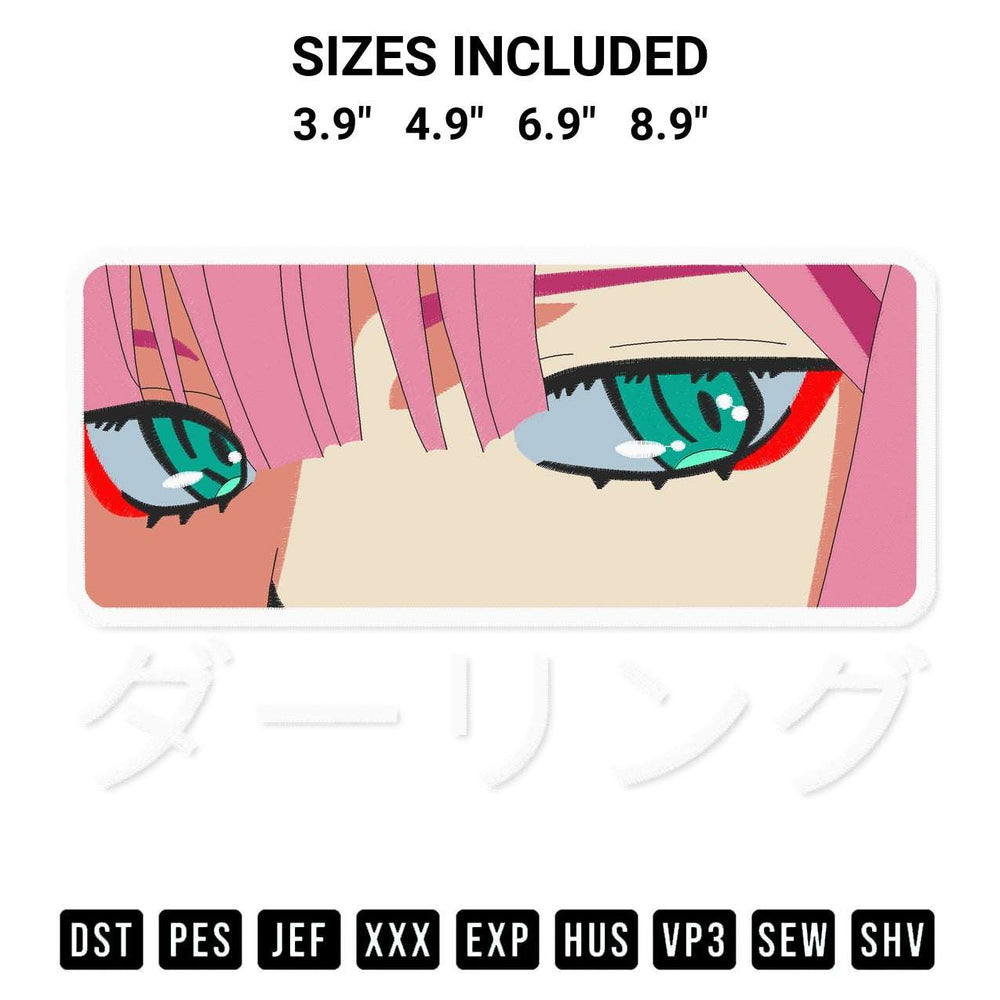 Elevate your next project with our Zero Two Eyes Embroidery Design embroidery file. Shop high-quality digital patterns instantly at Designspacks.com. Available sizes: 3.9", 4.9", 6.9", 8.9".