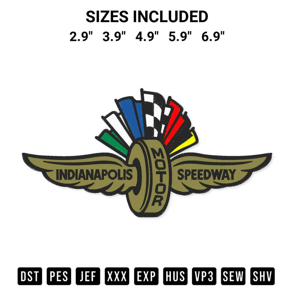 Elevate your next project with our Indianapolis Motor Speedway Embroidery Design embroidery file. Shop high-quality digital patterns instantly at Designspacks.com. Available sizes: 2.9", 3.9", 4.9", 5.9", 6.9".