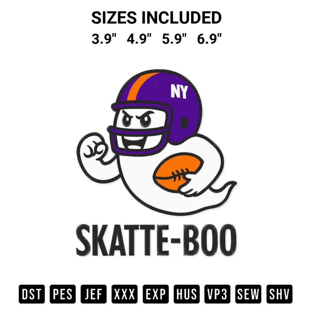 Stitch like a pro with the Skatte Boo Ghost New York Giants Embroidery Design embroidery pattern from Designspacks.com. High-quality digital machine embroidery file. Available sizes: 3.9", 4.9", 5.9", 6.9".