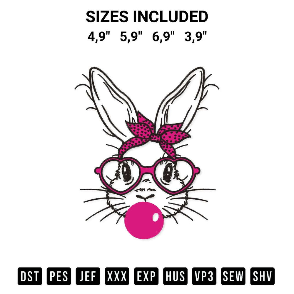 Stitch like a pro with the Bubble Blowing Bunny Logo Embroidery Design embroidery pattern from Designspacks.com. High-quality digital machine embroidery file. Available sizes: 4,9", 5,9", 6,9", 3,9".