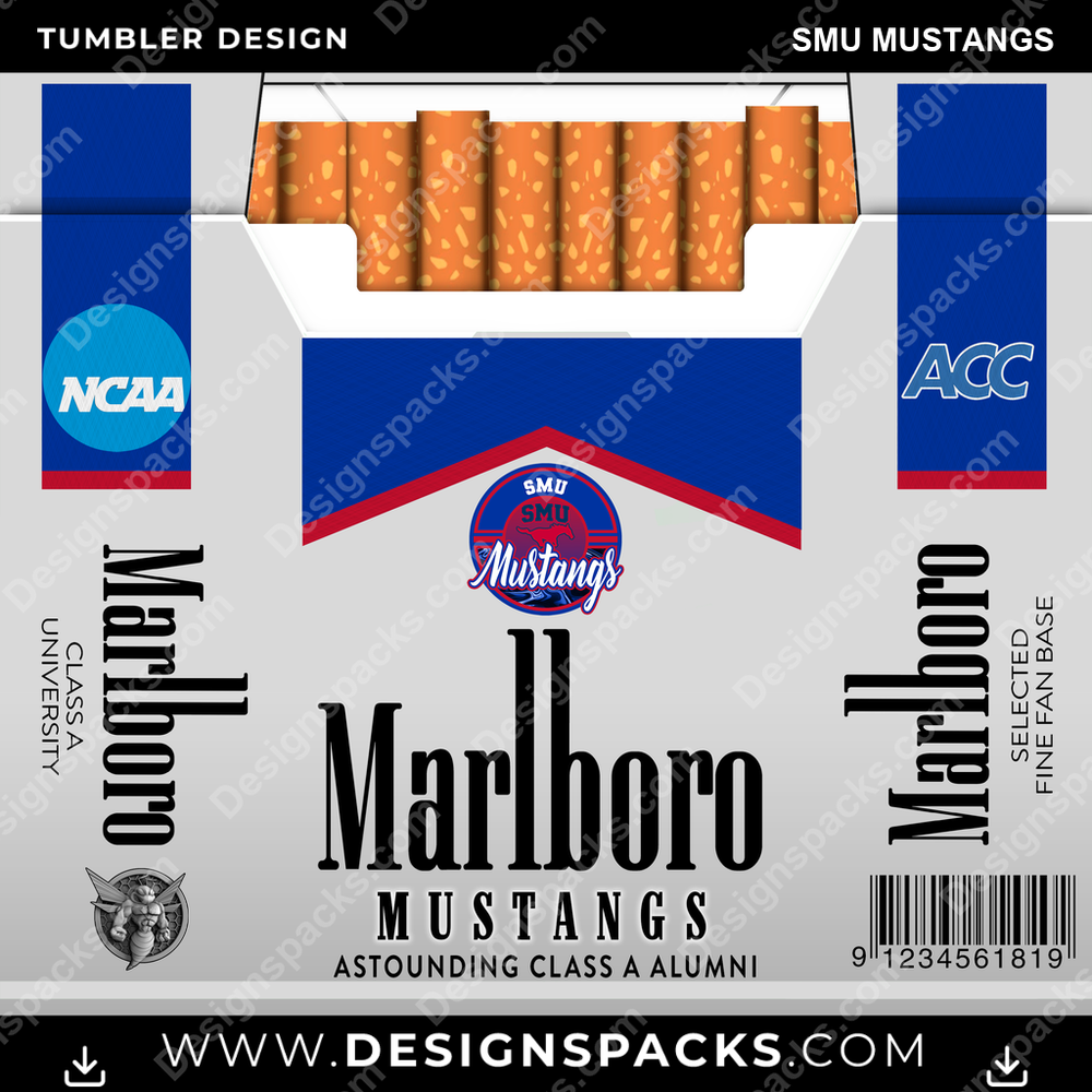 College Sport Marlboro SMU Mustangs NCAA College Sport Tumbler Digital Wrap Design Download