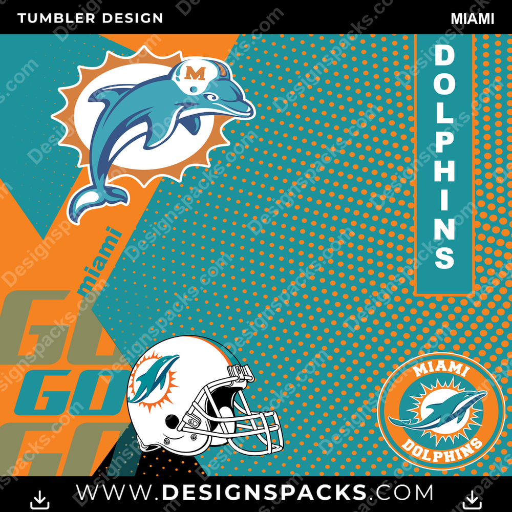 Football GO Miami Tumbler Digital Wrap Design