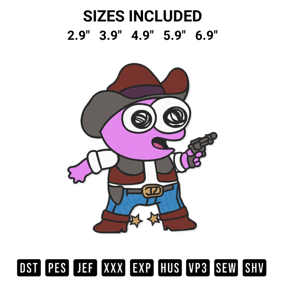 Add a unique touch to your apparel with the Smiling Friends Cowboy Pim Embroidery Design embroidery file. Premium instant download available now on Designspacks.com. Available sizes: 2.9", 3.9", 4.9", 5.9", 6.9".