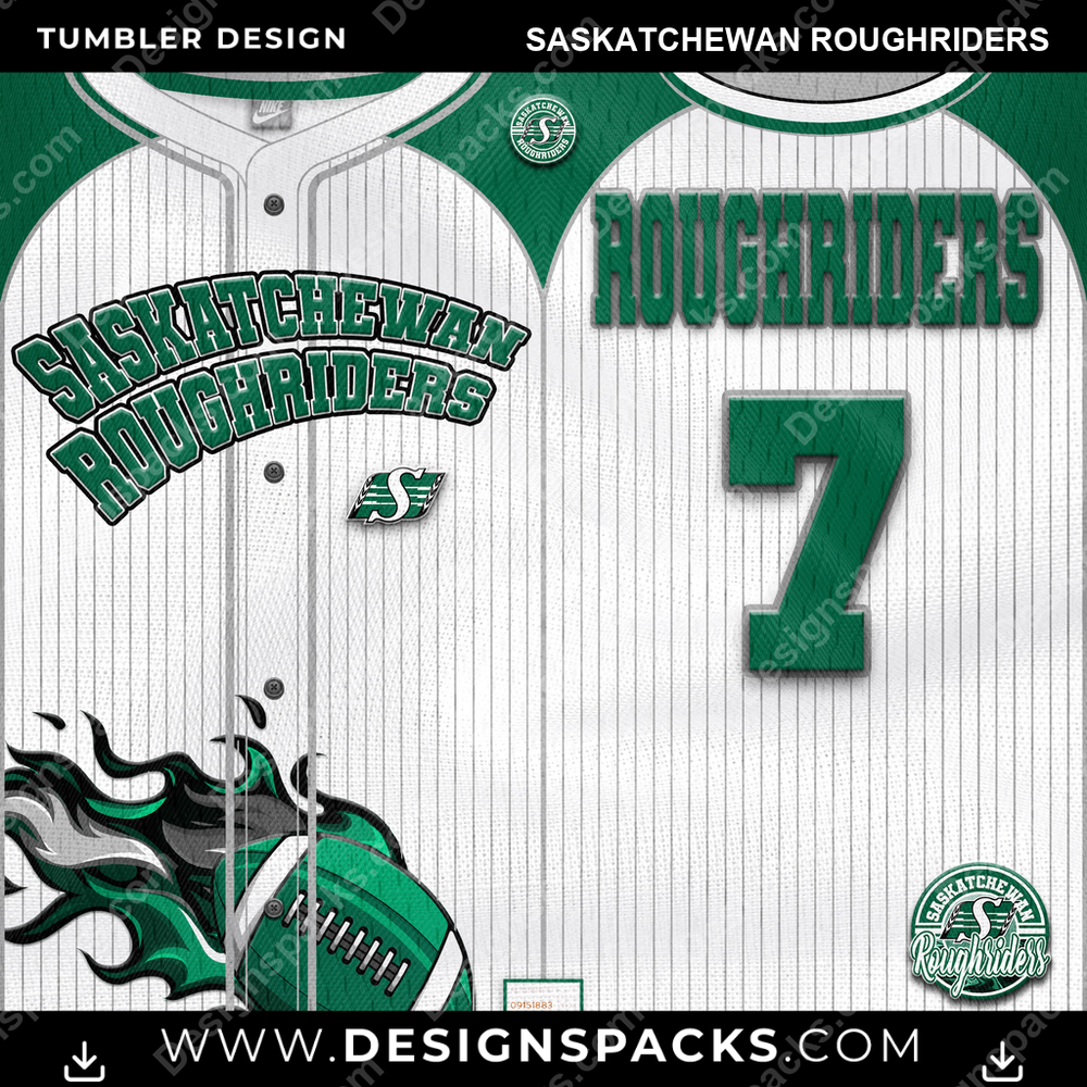 Canada Football Team Button-Up Jersey Saskatchewan Roughriders CFL Canada Tumbler Digital Wrap Design Download