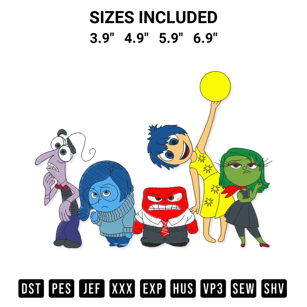 Download the Joy And Friends Inside Out Embroidery Design machine embroidery design exclusively at Designspacks.com. Premium digitized pattern for apparel and DIY crafts. Available sizes: 3.9", 4.9", 5.9", 6.9".