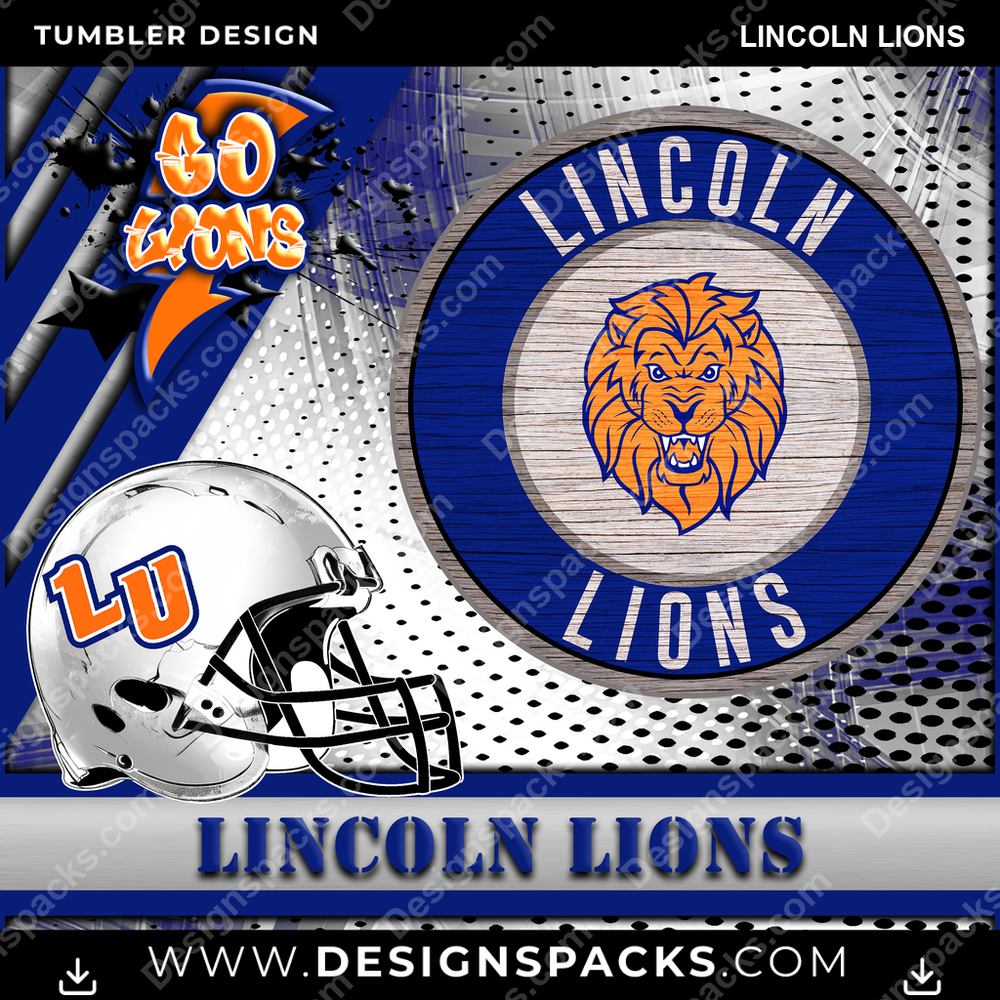 College Sport Go Team 2 Lincoln Lions NCAA College Sport Tumbler Digital Wrap Design Download