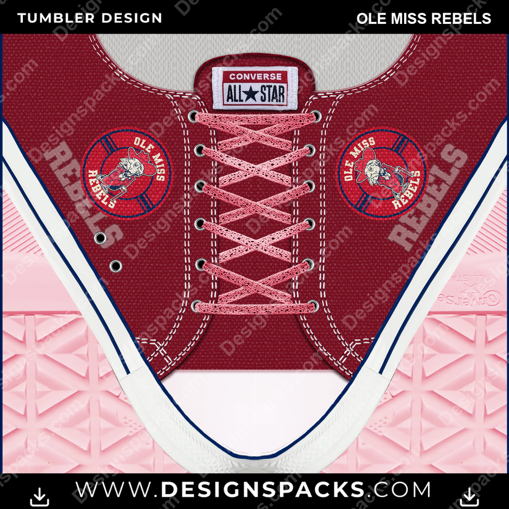 College Sport Converse Ole Miss Rebels NCAA College Sport Tumbler Digital Wrap Design Download