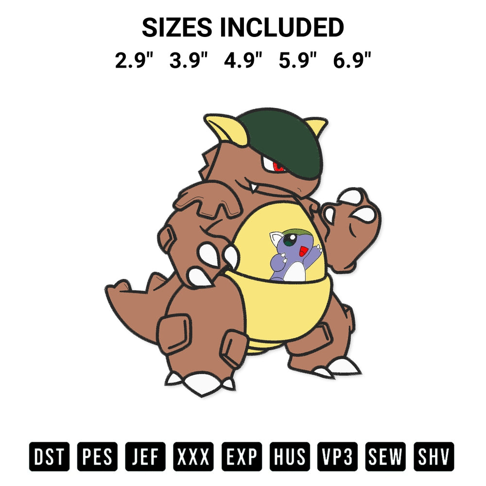Looking for the perfect pattern? Download the Kangaskhan Pokemon Embroidery Design embroidery design today at Designspacks.com. Crisp, clean stitching guaranteed. Available sizes: 2.9", 3.9", 4.9", 5.9", 6.9".