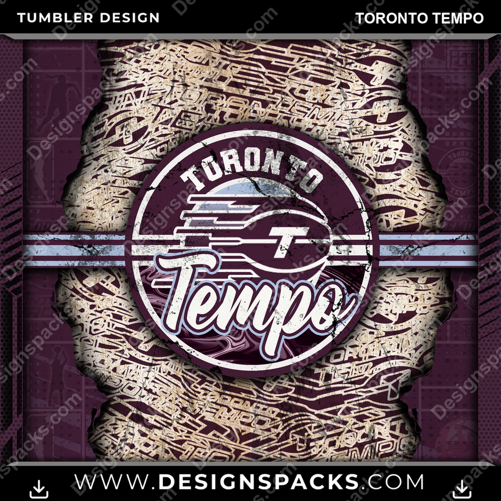Basketball Ripped Toronto Tempo Tumbler Digital Wrap Design