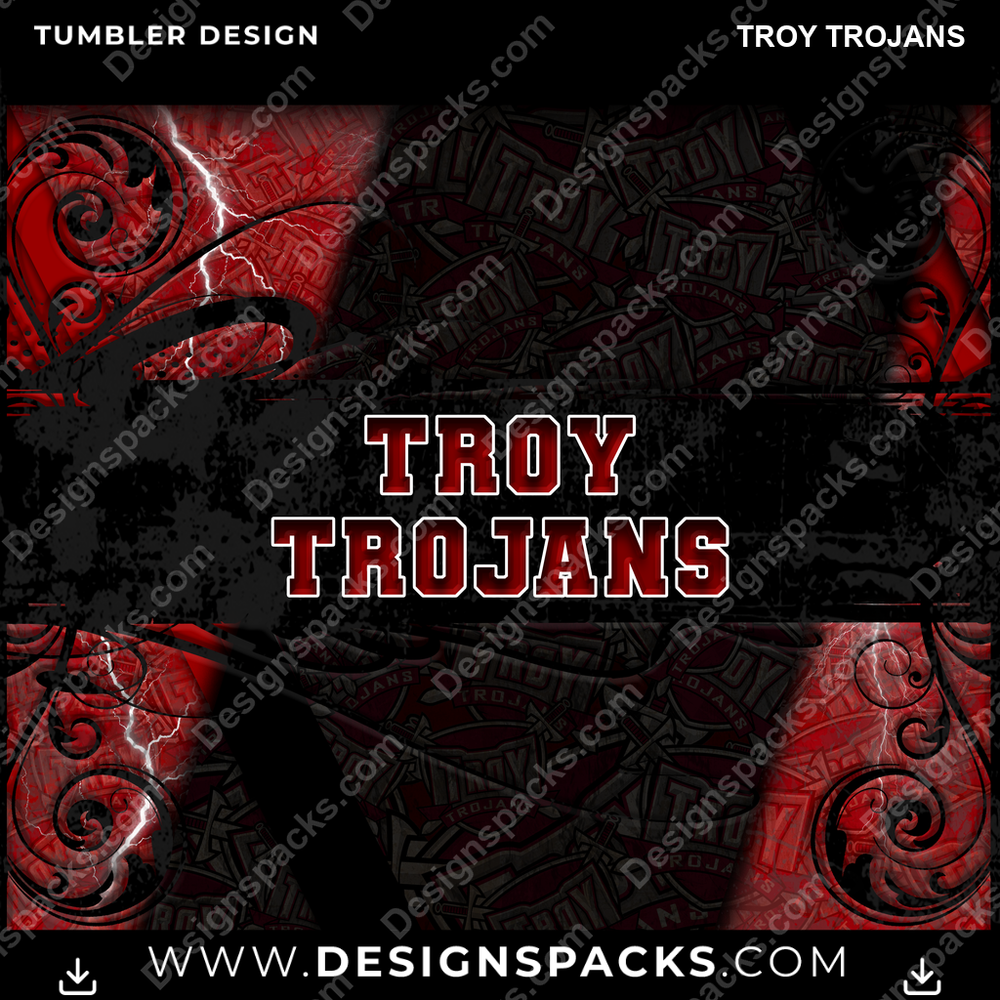 College Sport Elegant Troy Trojans Tumbler Digital Wrap Design