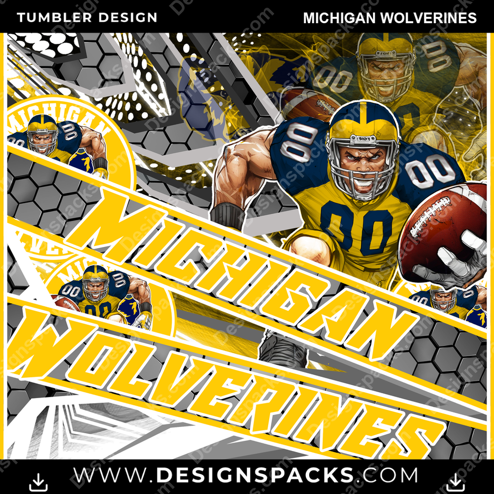 College Sport Fathead Michigan Wolverines Tumbler Digital Wrap Design