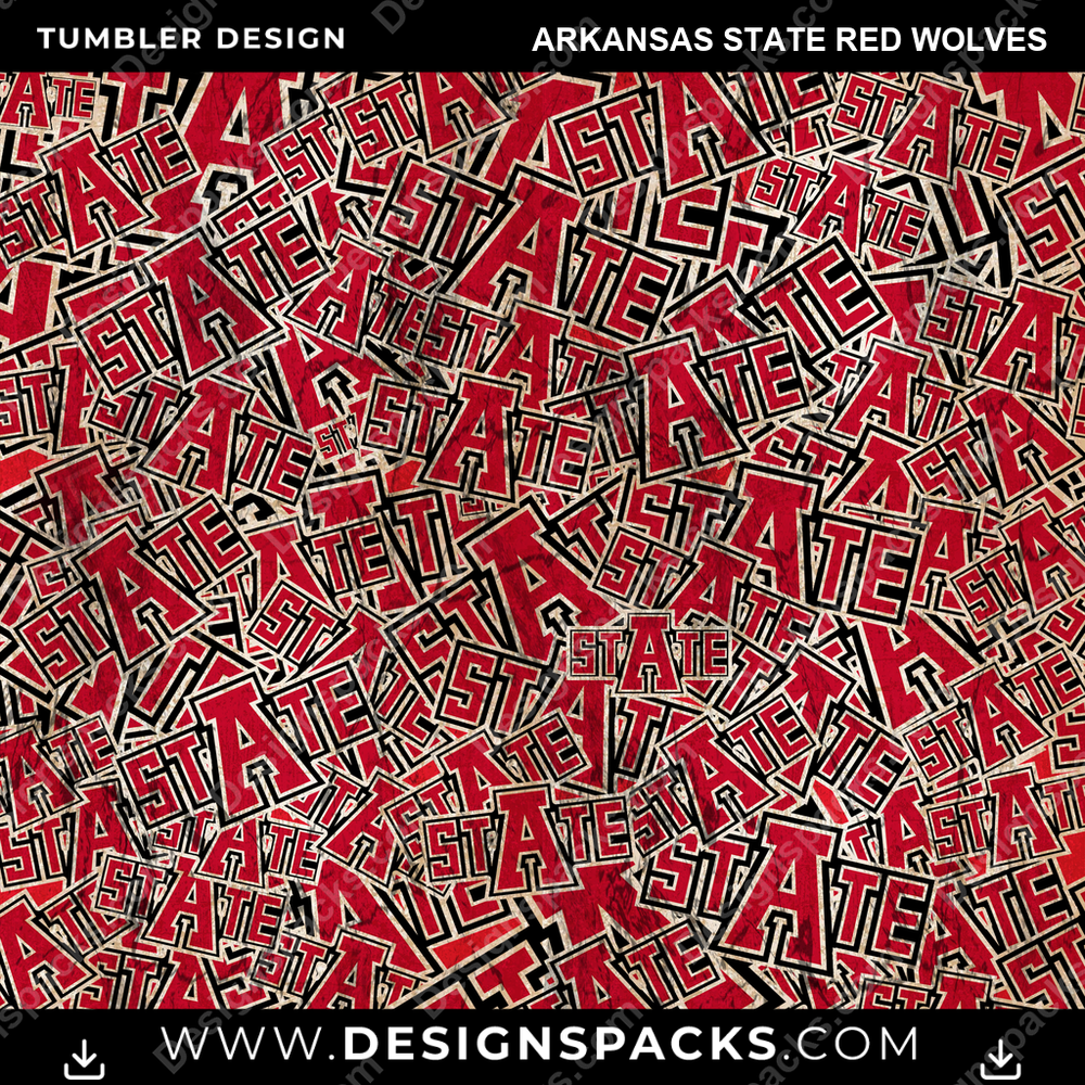 College Sport Logo BG Arkansas State Red Wolves NCAA College Sport Tumbler Digital Wrap Design Download