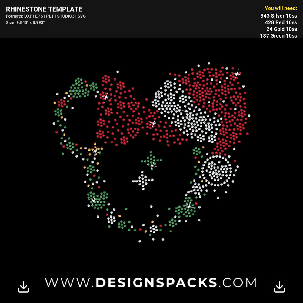Minnie Santa Hat Rhinestone10Ss Rhinestone Digital Template