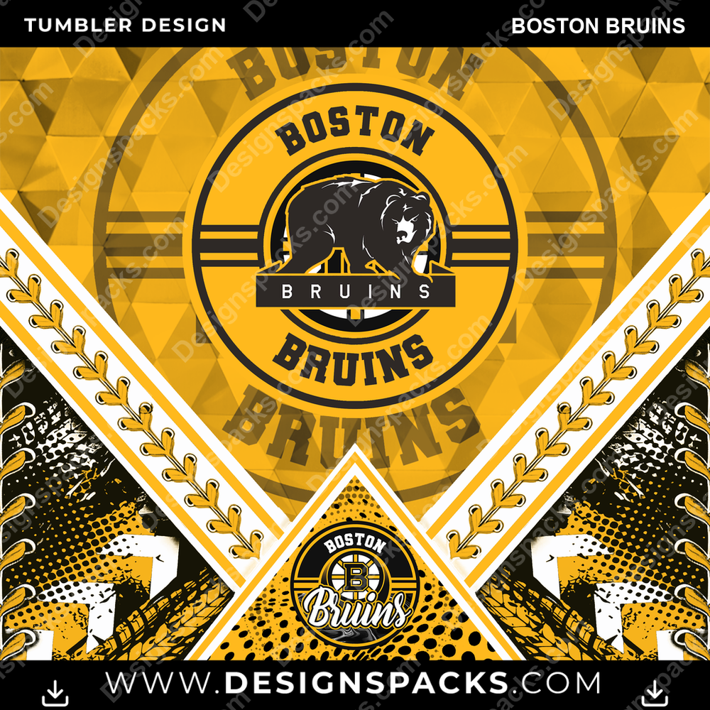 Hockey Diamond Boston Bruins Tumbler Digital Wrap Design