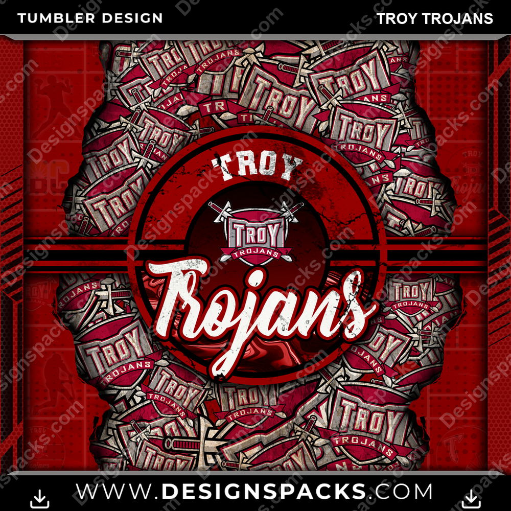 College Sport Ripped Troy Trojans NCAA College Sport Tumbler Digital Wrap Design Download