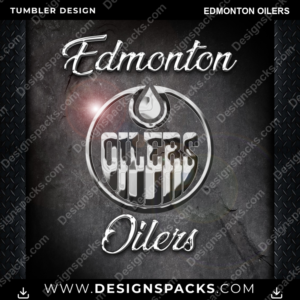 Ice Hockey Chrome Edmonton Oilers NHL Hockey Tumbler Digital Wrap Design Download