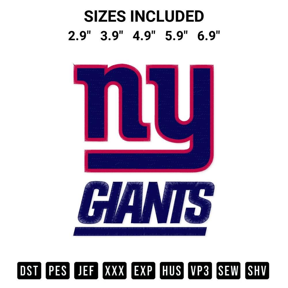 Discover the perfect addition to your crafting collection: New York Giants Football Embroidery Design embroidery file. Instantly available at Designspacks.com. Available sizes: 2.9", 3.9", 4.9", 5.9", 6.9".