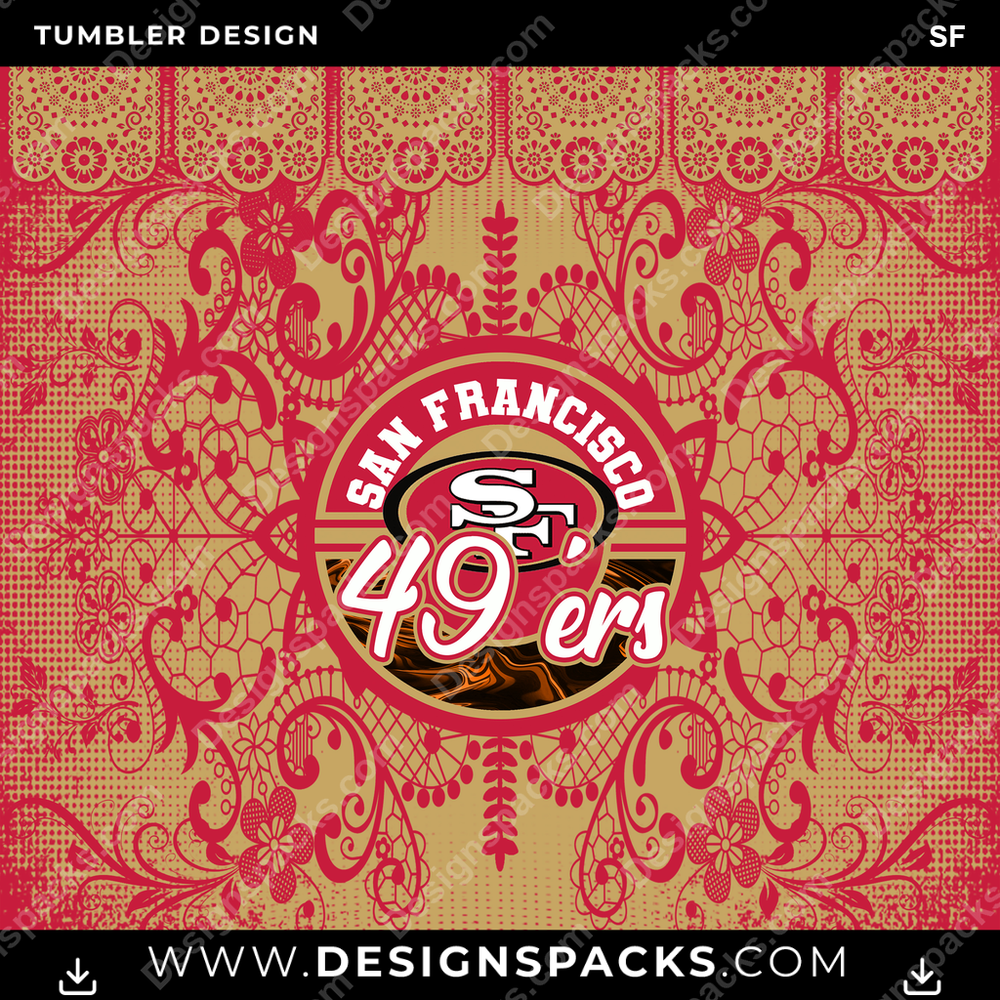 Football Lace & Logo SF NFL Football Tumbler Digital Wrap Design Download
