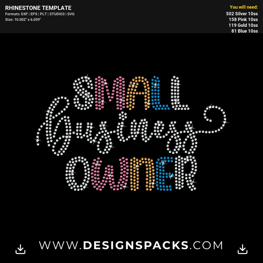 Small Business Owner Rhinestone Digital Template