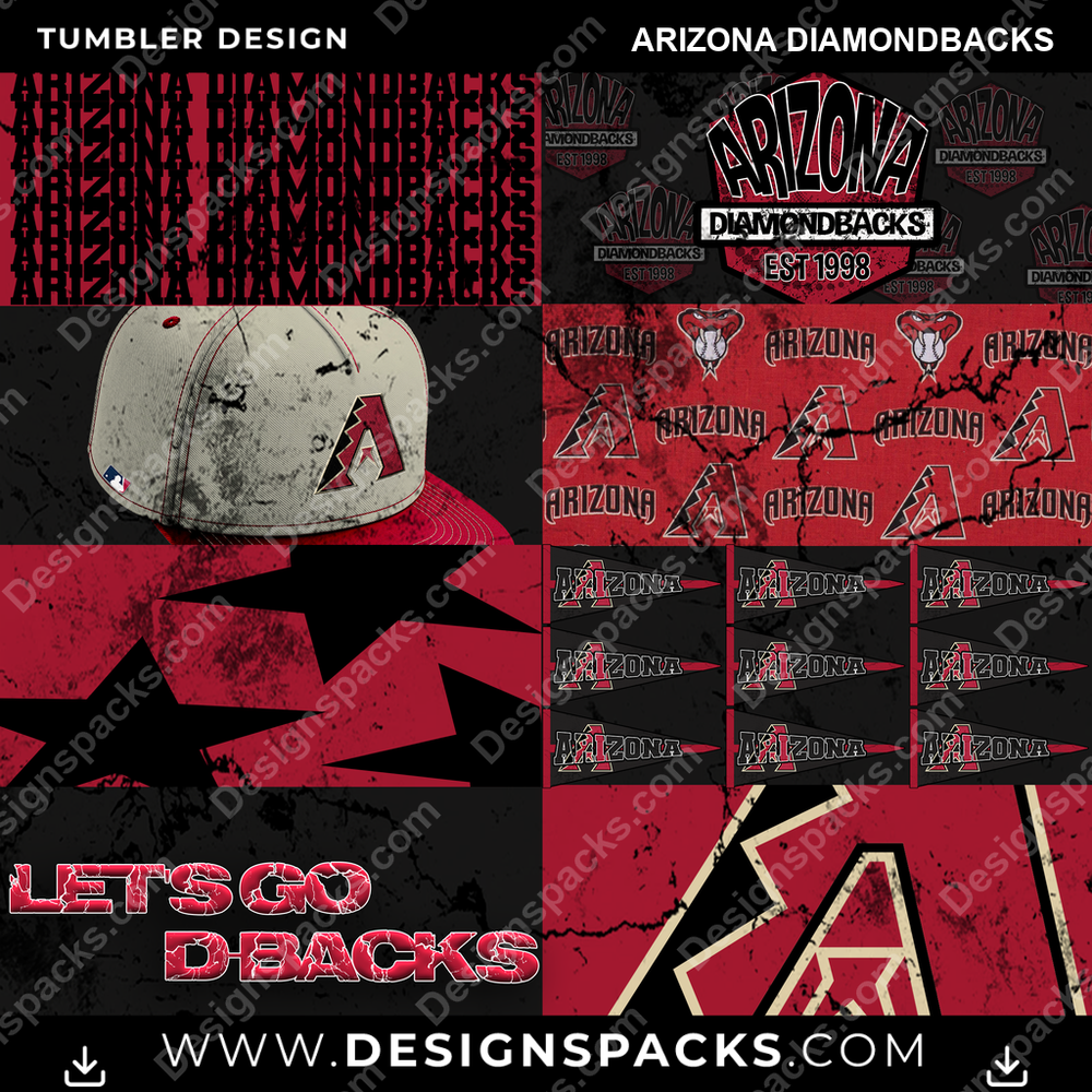 Baseball Distressed BG Arizona Diamondbacks Tumbler Digital Wrap Design