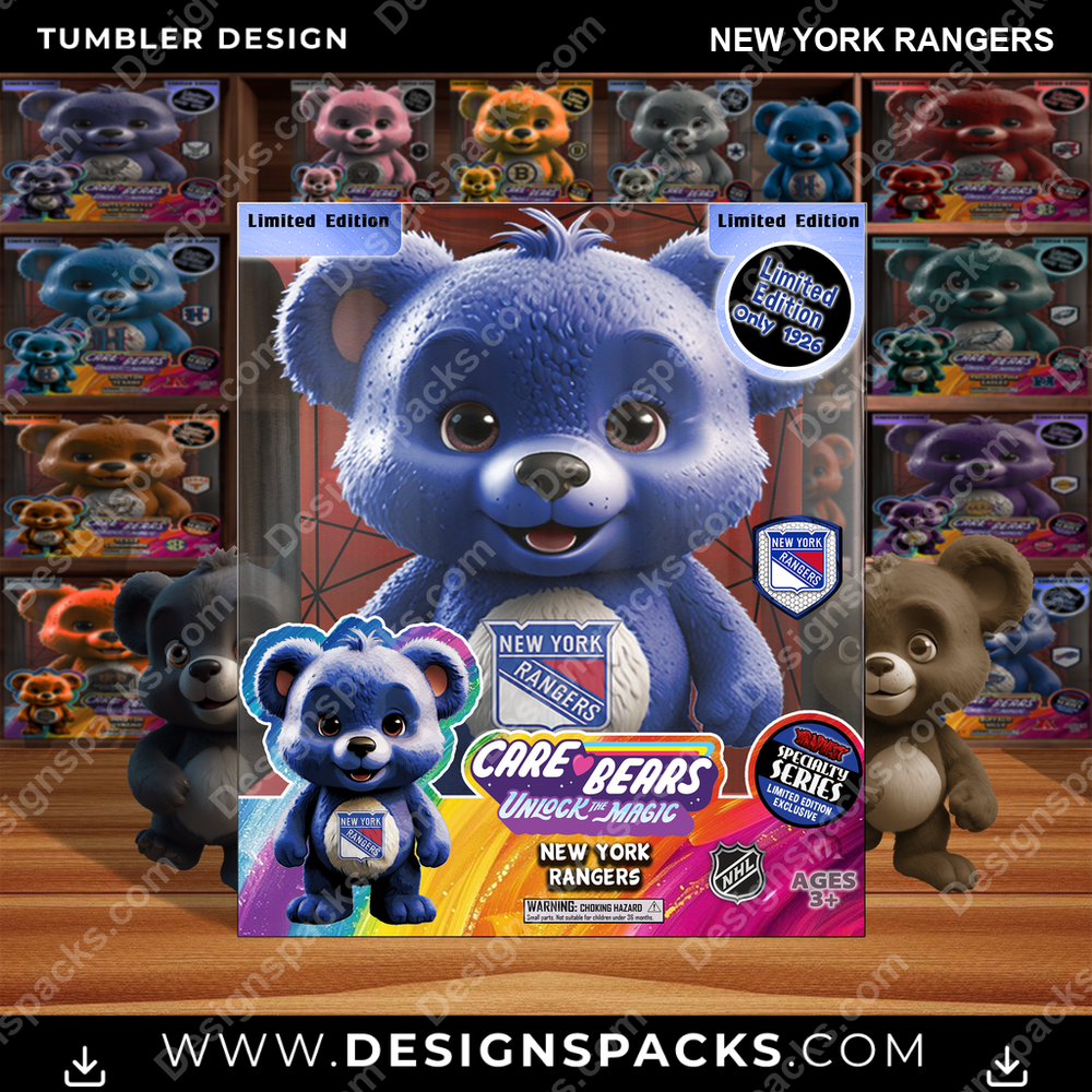 Hockey Care Bear Box New York Rangers NHL Hockey Tumbler Digital Wrap Design Download