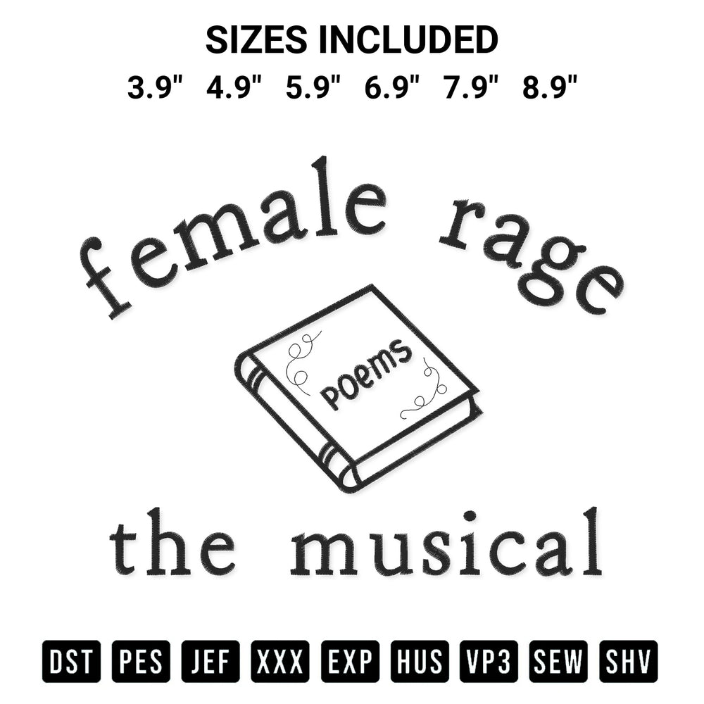 Transform your fabrics with the Female Rage The Musical Poems Embroidery Design embroidery design. Instant access to premium digitized patterns at Designspacks.com. Available sizes: 3.9", 4.9", 5.9", 6.9", 7.9", 8.9".