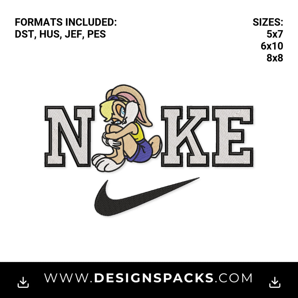 Lola Bunny Nike Swoosh Embroidery Design - Instant digital download pattern at Designspacks.com