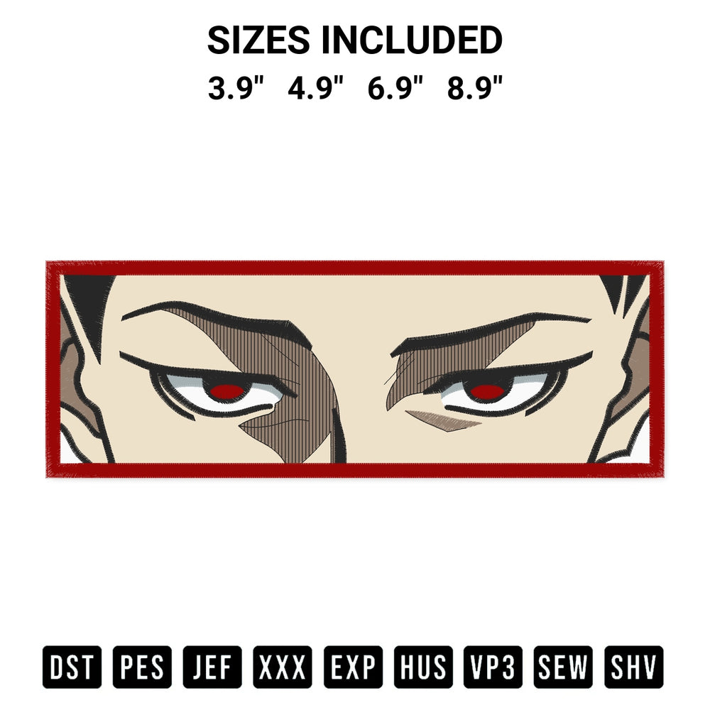 Add a unique touch to your apparel with the Shoei Baro Eyes Embroidery Design embroidery file. Premium instant download available now on Designspacks.com. Available sizes: 3.9", 4.9", 6.9", 8.9".