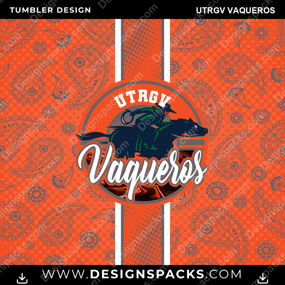 College Sport Handkerchief UTRGV Vaqueros Tumbler Digital Wrap Design